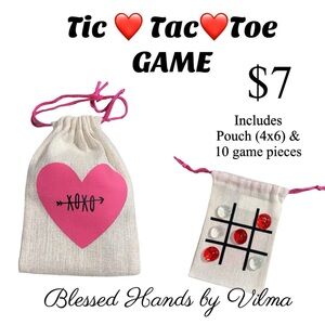 Blessed Hands Tic Tac Toe Game with Pink Heart Design